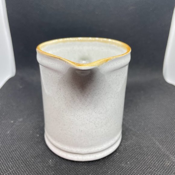 Small Grey with Tan Trim Stoneware Creamer Made in Japan - Picture 2 of 6